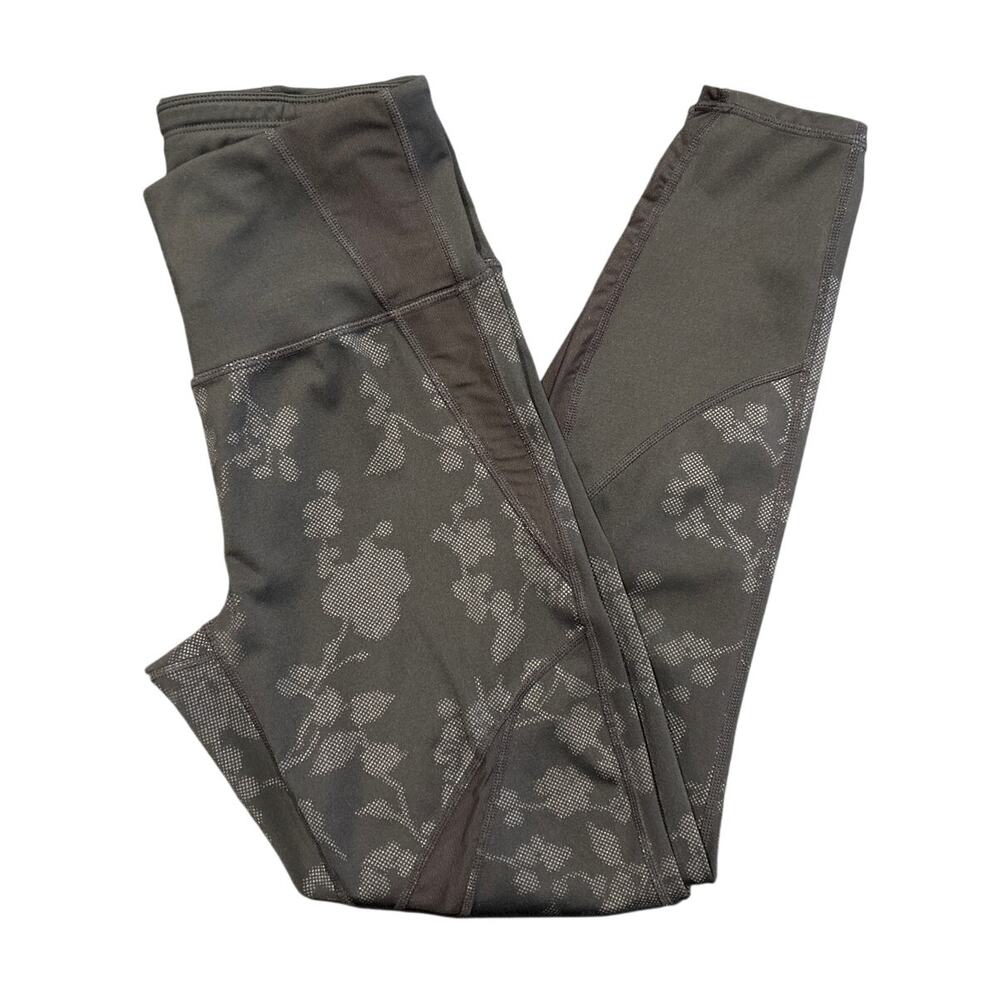 Athleta Sonar 7/8 Leggings, Black Floral Mesh, Women’s Small